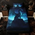 thumbnail image 4 of Erosebridal Celestial Starry Dragon Twin Sheet Sets for Boys and Girls, Teal Blue Fantasy Bedding, 3-Piece, 1 Flat Sheet, 1 Fitted Sheet and 1 Pillowcase, 4 of 6