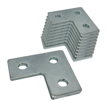 

10 Pack - 3 Hole L Shaped Flat Plate Connector for 1/2 Bolt in 1-5/8 Strut Channel - Heavy Duty Electro-Galvanized (10)