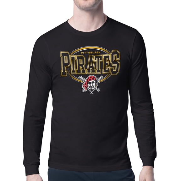Men's Starter Black Pittsburgh Pirates Team Track Graphic Long Sleeve T-Shirt