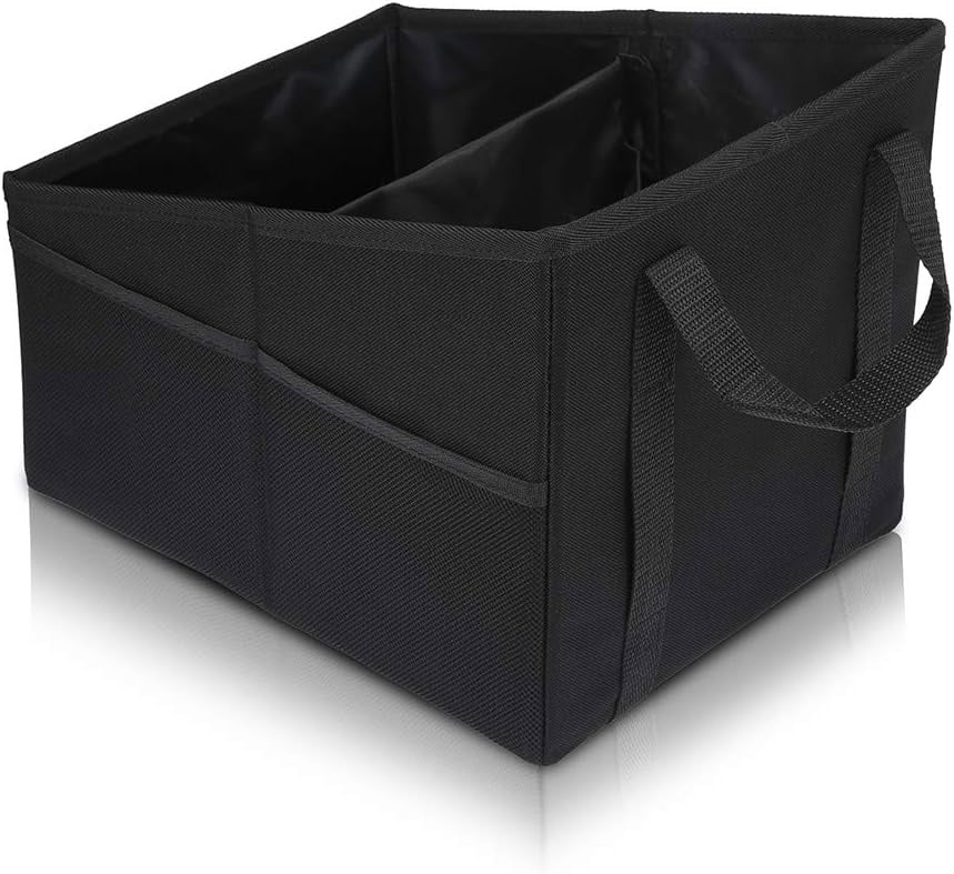 Car Organizer - Automotive Organizer for Front And Back Seat or Floor, Car Caddy Organizer with Divide, Handles and Multiple Mesh Pockets