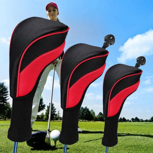 3X Golf Club Head Covers Set Long Neck Driver 1/3/5 Fairway Woods Headcovers