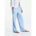 thumbnail image 2 of Argulvti Women's Long Pants Polyester Casual Loose Elastic Waist Wide Straight Leg Side Slight Split Plaid Pants with Pockets, 2 of 8