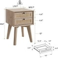 thumbnail image 6 of OKD Modern Wood Nightstand with 2 Rattan Drawers,Natural Oak, 6 of 8