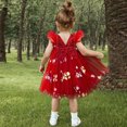 thumbnail image 4 of Yanlir Robe de Fête Sans Manches en Dentelle à Volants pour Filles, Robe d'Été Brodée avec Nœud, Tenue de Mode à Col Rond pour Événements Spéciaux (Rouge, 4 Ans), 4 of 9