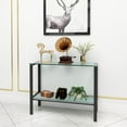 thumbnail image 6 of 39.37" Console Table with 2 Shelves,Tempered Glass Sofa Table, Modern Entryway Table with Metal Frame for Hallway Living Room Bedroom, Easy Assembly, Black, 6 of 6