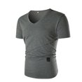 thumbnail image 1 of Mens Short-sleeved T-shirt Solid Color Embroidered V-neck European Code, 1 of 6