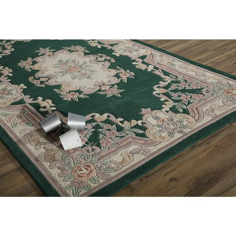 Rugs America New 510-361 Aubusson European Area 5\' x Emerald Rug 8\' Traditional Collection