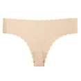 thumbnail image 1 of Aayomet Culottes Bikini pour Femmes Sans Couture Respirantes en Coton Côtelé Extensible Doux Taille Basse (Beige, P), 1 of 2