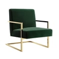 thumbnail image 2 of Finn Green/Gold Velvet Accent Chair - Square Arm, Stainless Steel Frame, 2 of 10