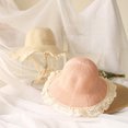 thumbnail image 4 of Pudcoco Toddlers Straw Hat Lace Decoration Outdoor Sun Protection Bucket Cap, 4 of 6