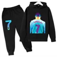 thumbnail image 3 of Conjunto de sudadera y pantalones deportivos para niños, conjunto de 2 piezas para niños y niñas, ropa para niños con estampado de avatar de Ronaldo, 3 of 5