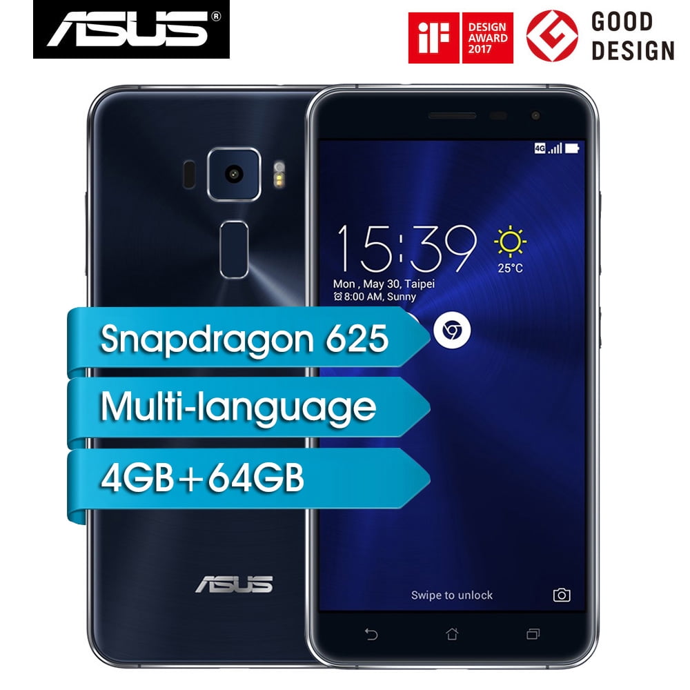 ASUS ZenFone 3 Mobile Phone 4GB RAM 64GB ROM 5.5inch Snapdragon 625 Octa Core Android 7.0 8MP 16MP Dual Cameras Fingerprint Unlocked 4G LTE Smartphone