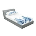 thumbnail image 2 of Winter Fitted Sheet & Pillow Sham Set, Cold Scene Deer Frozen Trees and Snow Christmas Season Pine Trees Bushes, Decorative Printed 4 Piece Bedding Decor Set, Twin, Blue White, by Ambesonne, 2 of 3
