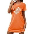 thumbnail image 2 of VgaVtl Short Sleeve Sleepshirt for Women Orange Short Womens Nightgowns Print Sleepwear, 2 of 5