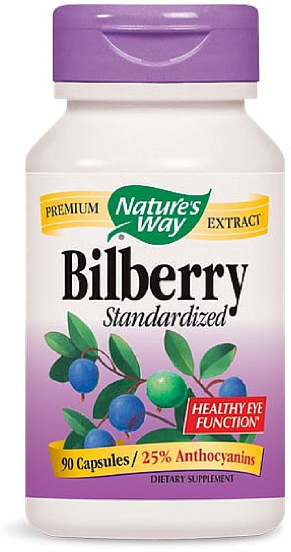 Nature's Way Bilberry Standardized Prepium Extract, For Healthy Eye Function 25 Anthocyanins