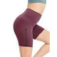 thumbnail image 5 of Xuanfei Women Solid Color Mesh Strap Insert Tummy Control High Waisted Yoga Shorts, 5 of 6