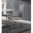 thumbnail image 4 of 2-Piece Modern Chrome Metal Dining Chairs with Gray-Taupe Faux Leather Upholstery - Ideal for Daily Meals, 4 of 7