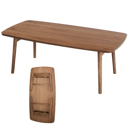 AZUMAYA TAC-229WAL Folding Legs Coffee Center Table, W41.3 x D20.5 x H14.0 Inches, Natural Walnut and Rubber Wood Material, Home and Living, Walnut Color