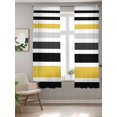 thumbnail image 2 of Yellow Black Stripe Curtains 72 Inch Length,Sheer Curtains for Bedroom Living Room Window Modern Abstract Art Coarse Striped Rod Pocket Drapes Kitchen Curtains Small Half Window 52"x72" 2 Panels, 2 of 6