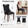 thumbnail image 2 of Dining Chairs Set of 6, Velvet Upholstered Kitchen Chairs with Vintage Copper Nails, Solid Wood Handles & Curved Legs, Mid Century Modern Dining Room Chairs for Home (Black, Set of 6), 2 of 8