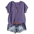 thumbnail image 7 of Hurxie Oversized Tshirts for Women V Neck Short Sleeve Summer Casual Basic Loose Tops Purple M, 7 of 7