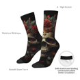thumbnail image 4 of Gukieu Classical Rose Crown Skull Print Contrast Color Mid-calf Socks, Sweat-wicking Athletic Socks, Unisex Clothing Accessories, 4 of 6