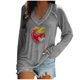 thumbnail image 1 of Blusa con cuello en V de manga larga con estampado de día de San Valentín suelto informal a la moda para mujer Fridja  FKASFK4004, 1 of 4
