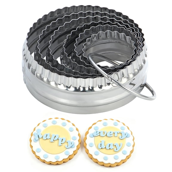 Round Cookie Cutter Set, Stainless Steel Round Biscuit Cutters For Baking (Fluted Edge)