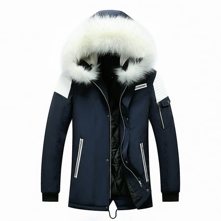 

Mens Autumn And Winter Fashion Casual Solid Color Zipper Hooded Cotton Padded Jacket Winter Coats Men Maternity