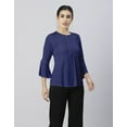 thumbnail image 2 of Moomaya Womens Solid Bell Sleeves Top, Round Neck Pleated Buttoned Viscose Top, 2 of 7
