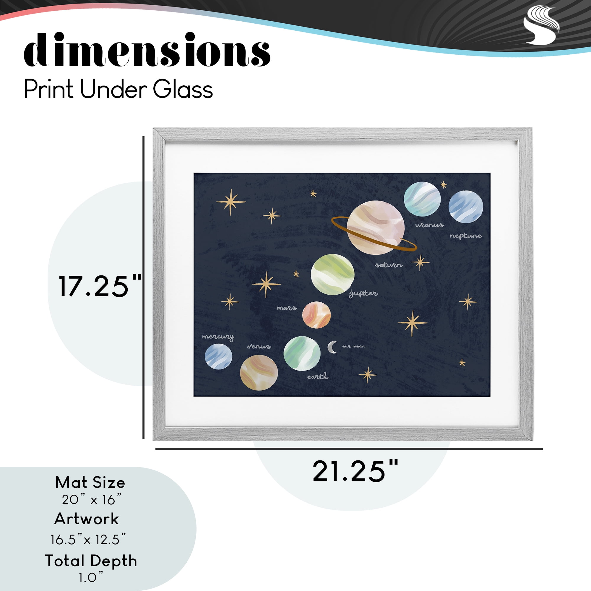 Stupell Industries Educational Space System Gray Framed Print Under Glass, design by Lil' Rue