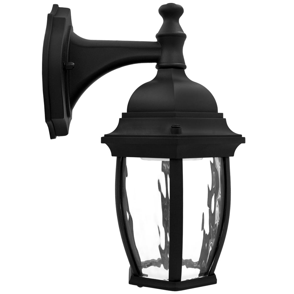 Luvoni LED Smart WiFi Outdoor Wall Light, Black w/ Clear Water Glass, App Controlled Porch Lantern, 850 Lumens, CCT 2700K - 6500K, Dimmable, Works with Google Home/Alexa, by Maxxima