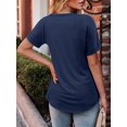 thumbnail image 4 of ONLYSHE Women Short Sleeves T-Shirts Summer Trendy Casual Loose Fit V Neck Blouse Tunic Tops, 4 of 5