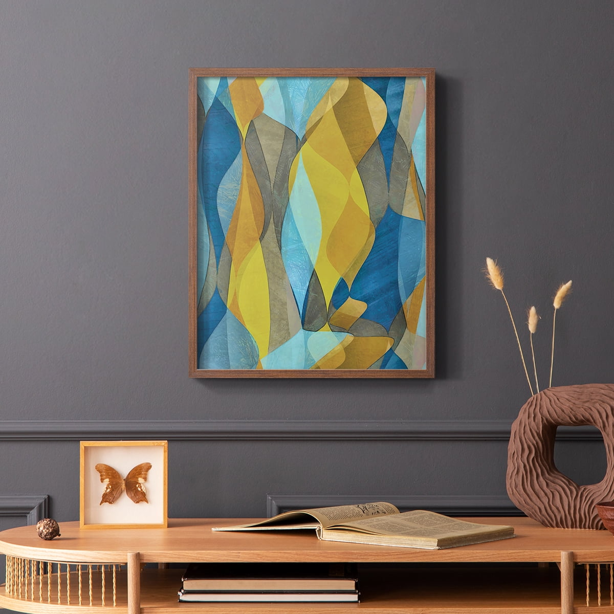 Colorful Cascade II Framed Print in Brown Solid Wood Framed Print No Nail Hanging