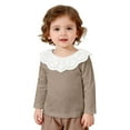 thumbnail image 2 of GUNIA Girls Long Sleeve Shirts Casual Cute Graphic Crewneck Ribbed Knit Kids Spring Fall Tops Toddler Tees Khaki 18-24 Months, 2 of 9