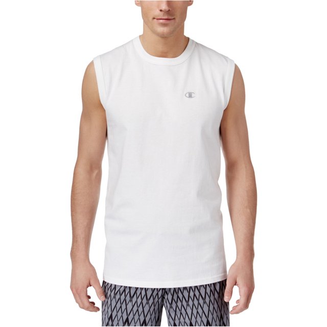 Champion - Camiseta sin mangas con logo para hombre, color blanco, pequeño Champion Tanque muscular