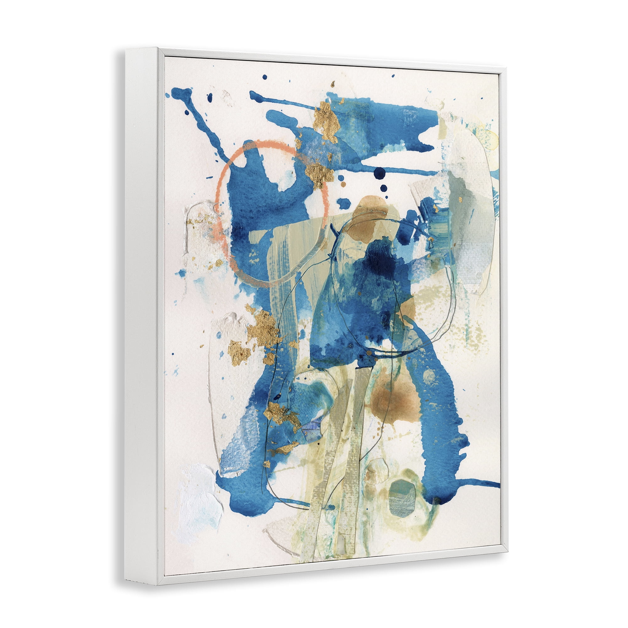 Stupell Industries Blue Chaotic Splash Abstract Painting White Framed Art Print Wall Art, 11 x 14
