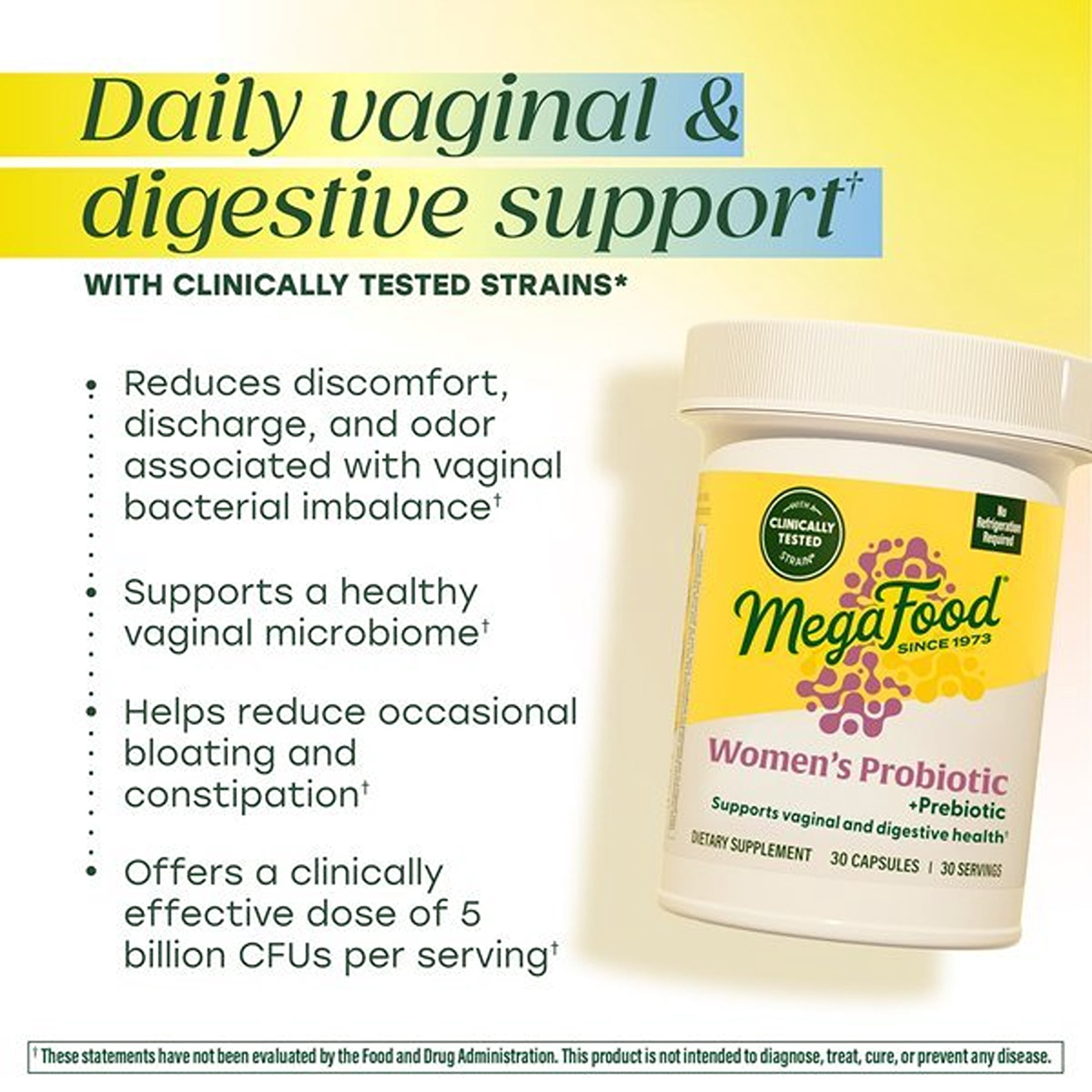 MegaFood Women's Probiotic + Prebiotic - Digestive Health & Regularity - 30 Servings