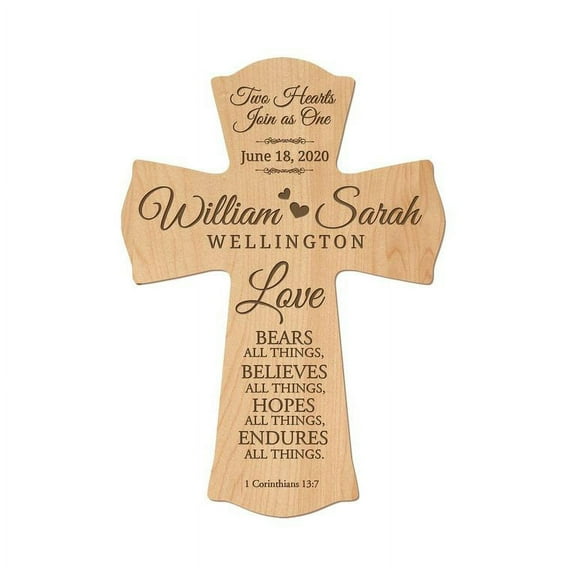 LifeSong Milestones 8x11.25in Black Wall Cross_Two Hearts Join As One