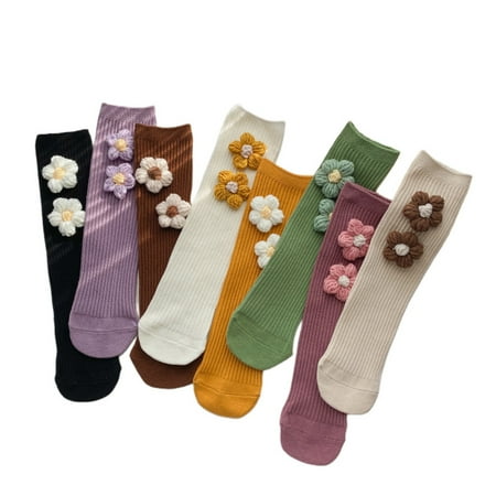 

Flower Baby Korea pure smiling face cotton socks Spring and autumn female baby leggings