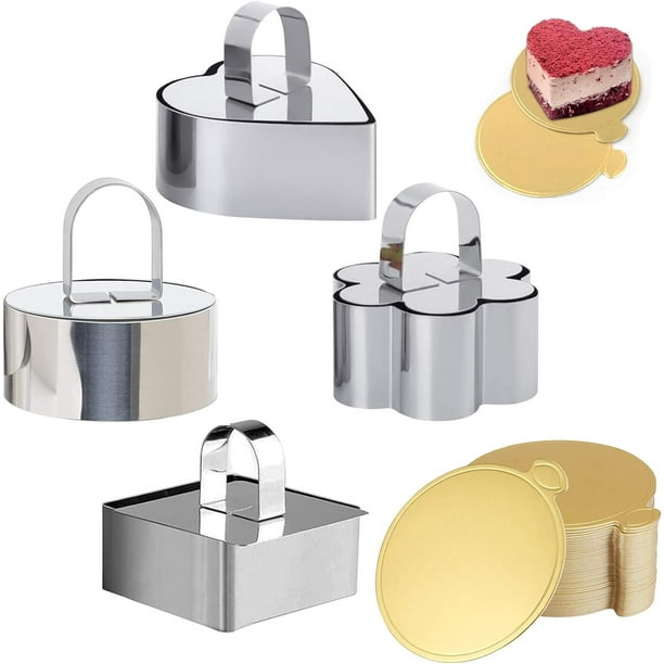 Juego de 4 Uds de moldes para postres y Mousse, juego de moldes para pasteles, anillos para hornear, juego de anillos para cocinar, pastel de Mousse, Chocolate, fruta, postre