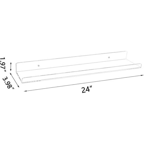 Clear Acrylic Floating Shelves 24 inches, Wall Bookshelf for Kids, Transparent Book Shelf Ledge for Wall, Set of 3