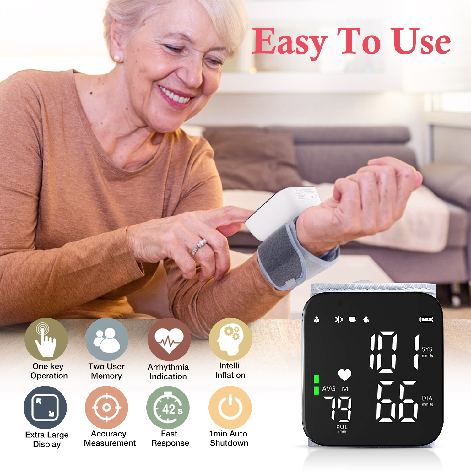 Qunler Rechargeable Wrist Blood Pressure Monitor with Voice photo 5