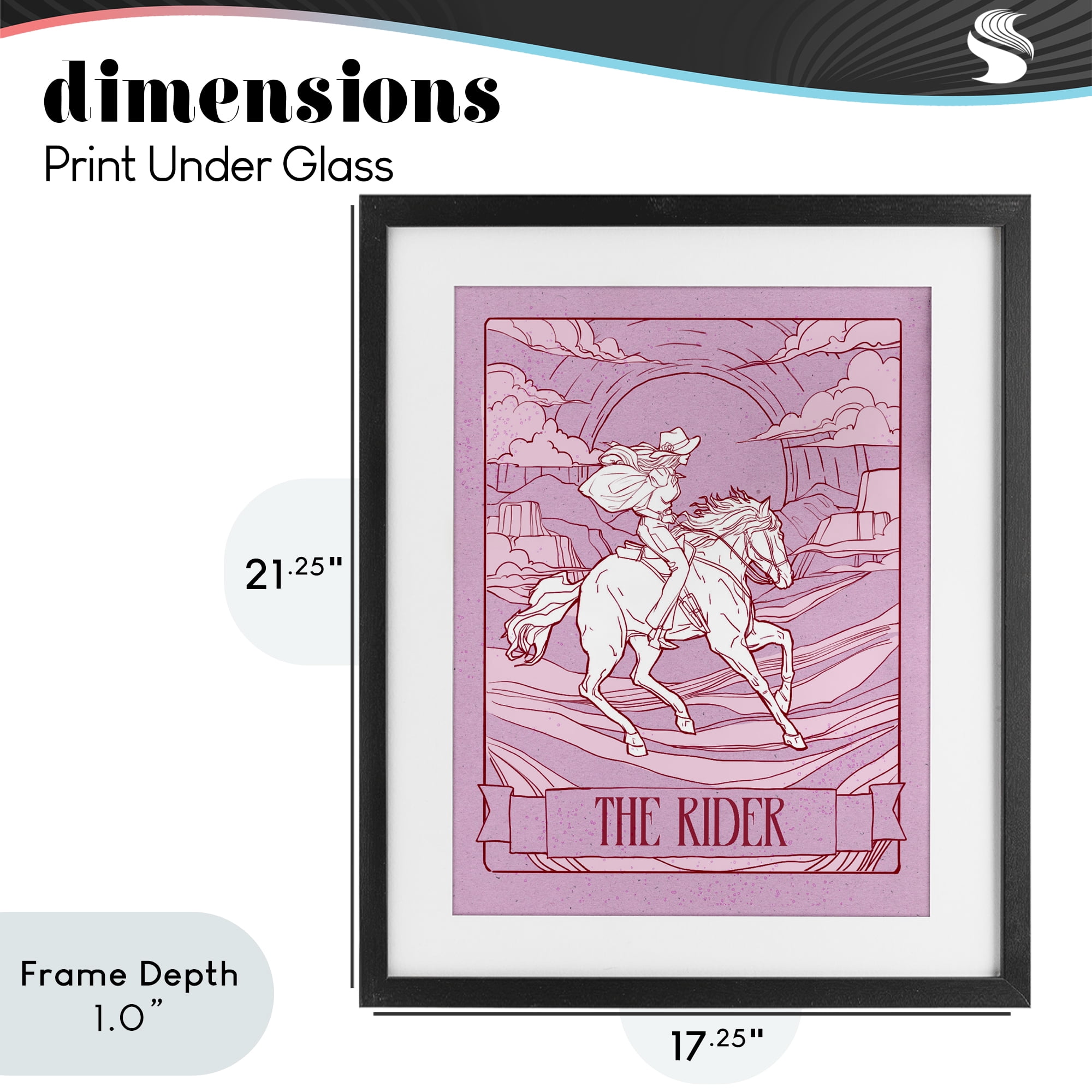 Stupell Industries Cowgirl Rider Tarot Card Black Framed Print Under Glass, design by Ziwei Li