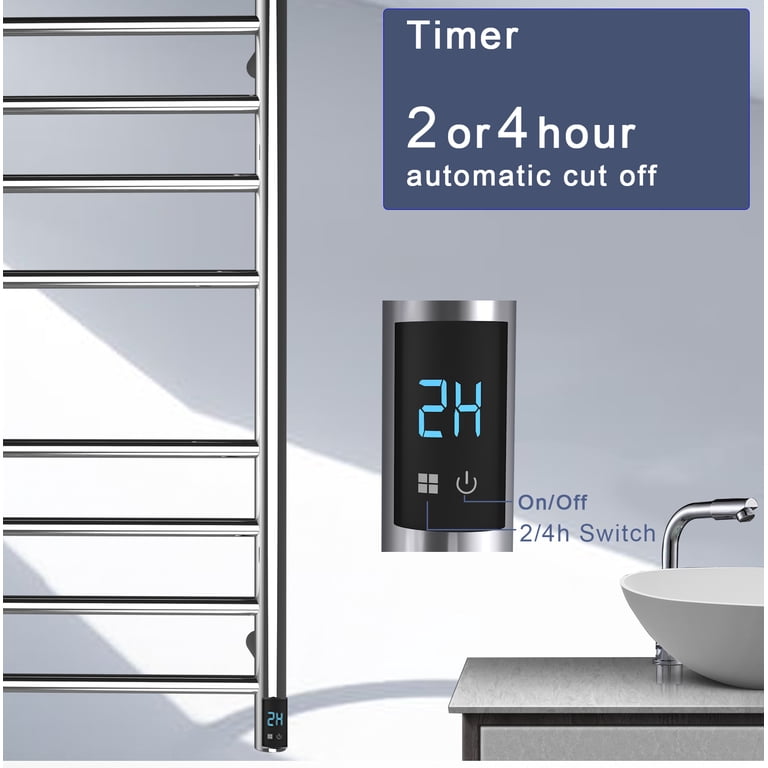 bbee.tech Heated Towel Rack, Towel Warmer with Timer, Wall Mounted hot  Towel Warmer for Bathroom, Hardwired or Plug-in Models - Walmart.com