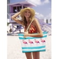 thumbnail image 5 of Large Beach Bag, Travel Twine Beach Tote Bags, Canvas Shoulder Tote Handbag-Flamingo Tote, 5 of 7
