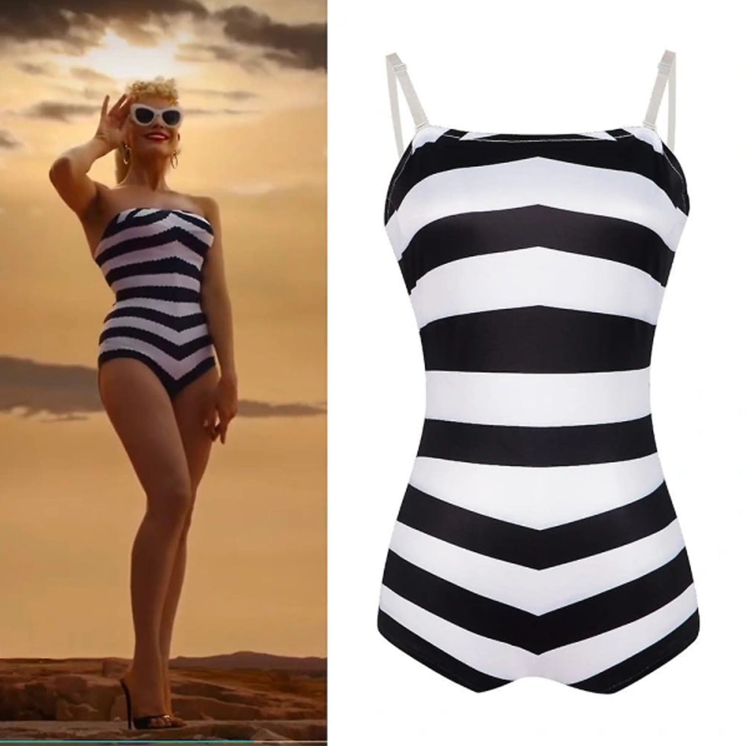 Barbie swimsuit black and white sale