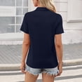 thumbnail image 3 of Lumtrix Women'S Polo Shirts Short Sleeve V Neck Summer Tops Business Casual Collared Shirts Loose Fit Tees Navy L, 3 of 4