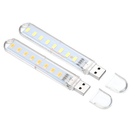 

Uxcell Portable USB Plugin 8 Beads LED Night Light Lamp Stick White/Warm 2 Pack