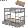 thumbnail image 3 of Convertible Wood Twin-Over-Twin Bunk Bed with Storage Drawers and Ladder - Can Be Divided Into Two Daybeds, 3 of 9